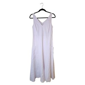 VINCE. Relaxed Fit V-Neck Dress White A-Line Linen Midi Maxi Women's Size XS